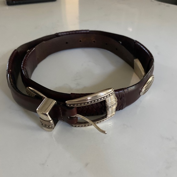 Brighton Other - ❌SOLD❌Brighton Brown Leather Belt Mens sze 34 98057 Conchos Silver Tone